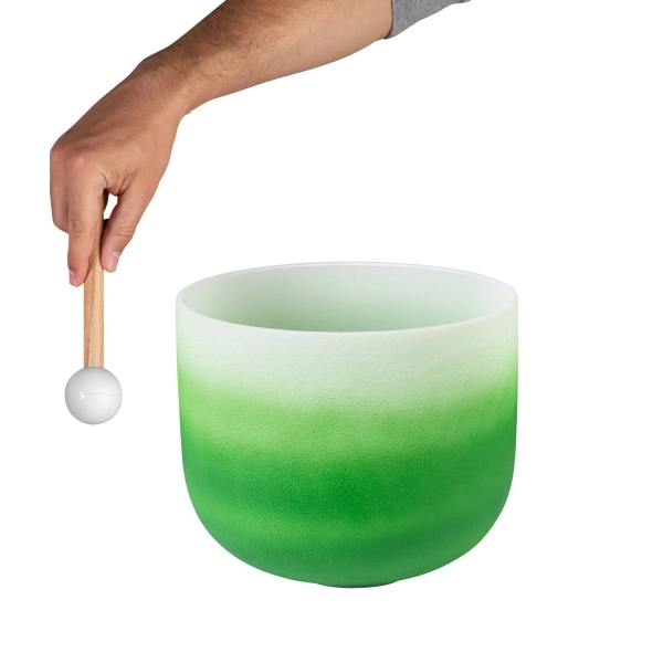 CRYSTAL SINGING BOWL CHAKRA 11" - GREEN, Herz-Chakra, F (432 HZ)